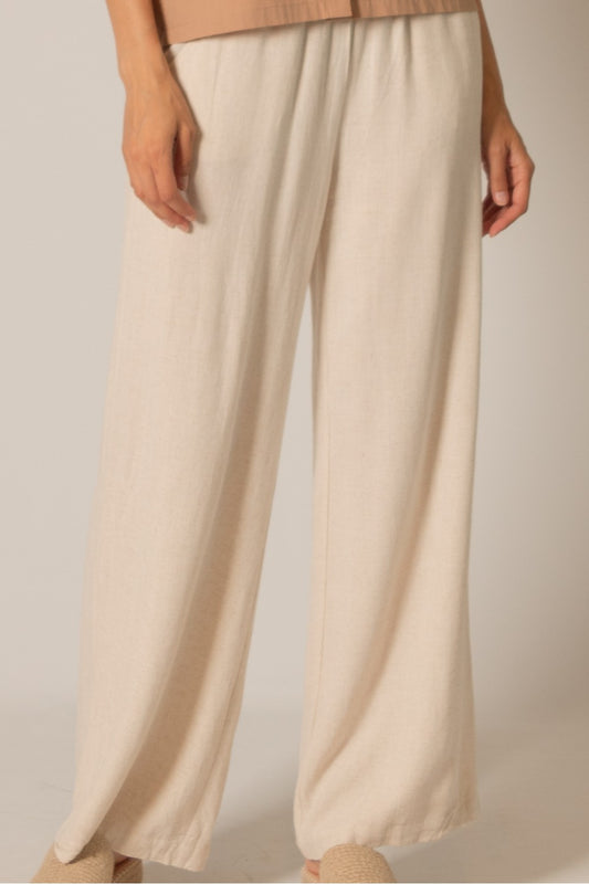 Wide Leg Pants with Waist Drawstring