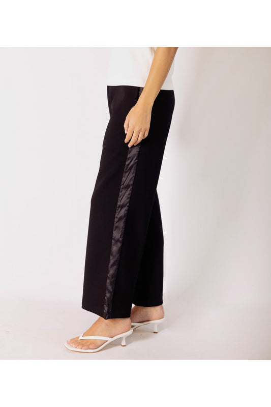 Modal Satin Side Stripe Wide Leg Pant