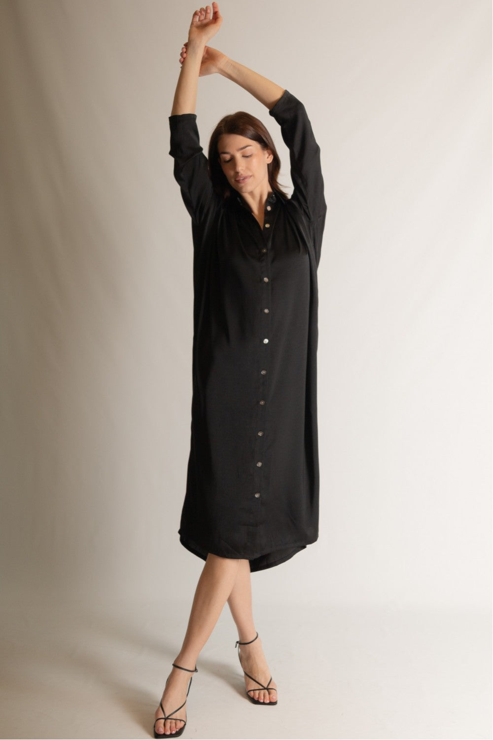 Satin Oversized Button Up Shirt Dress