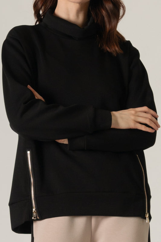 Modal Mock Neck Top w/ Side Zip