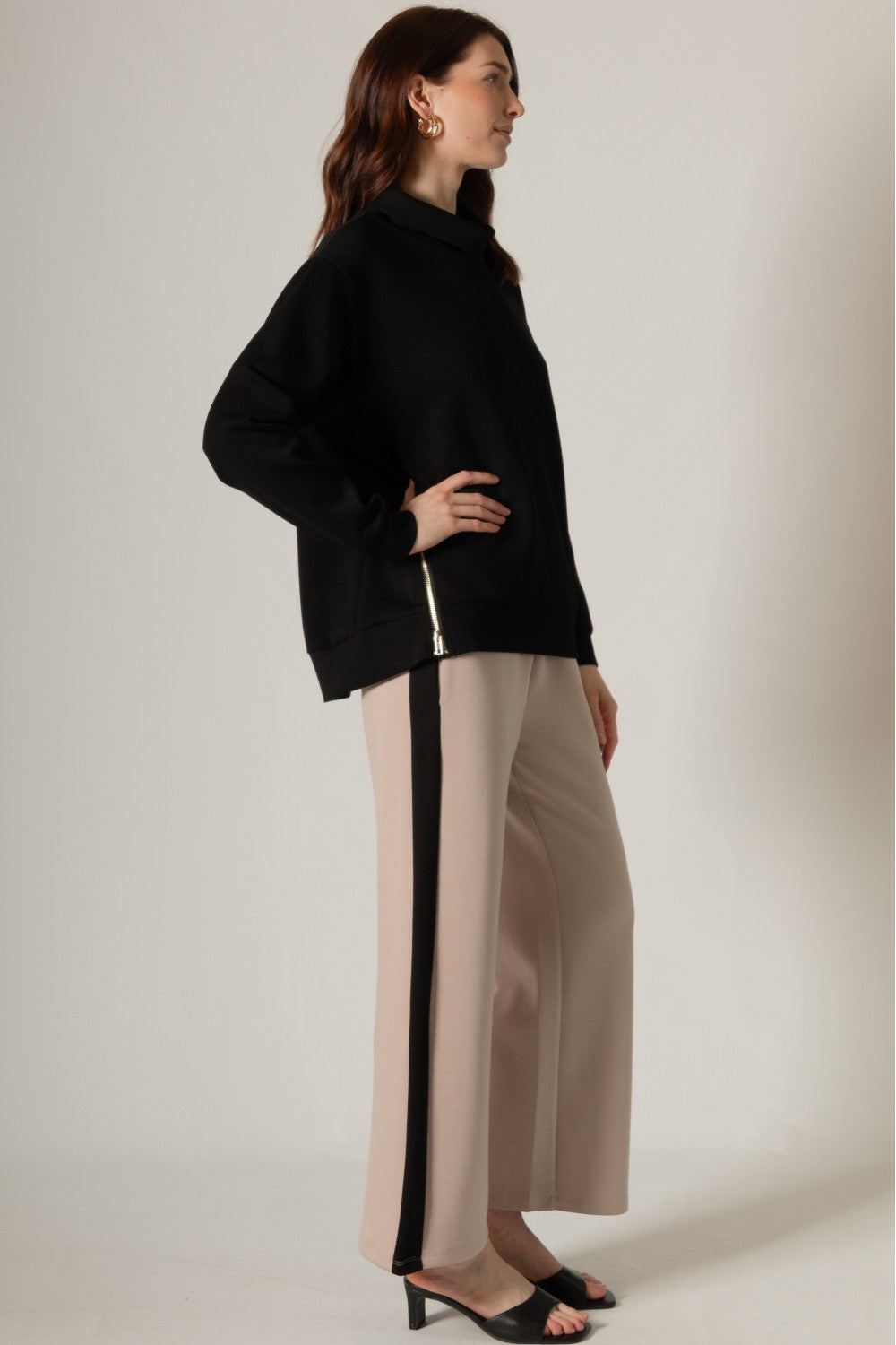 Modal Mock Neck Top w/ Side Zip