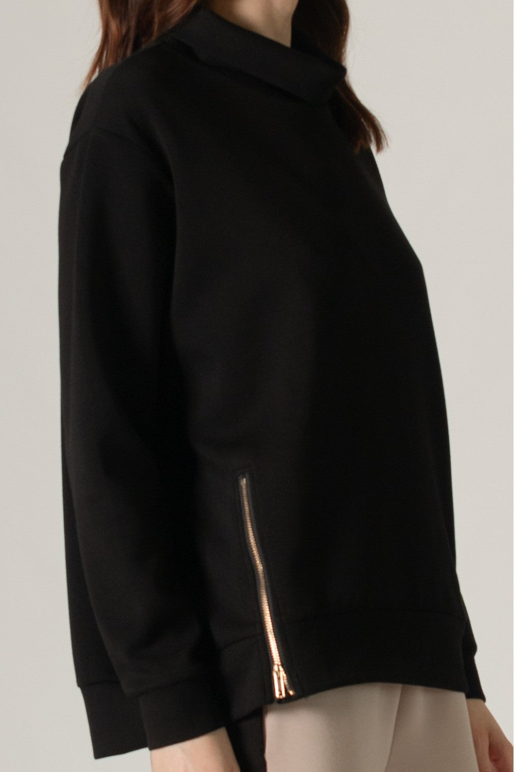 Modal Mock Neck Top w/ Side Zip