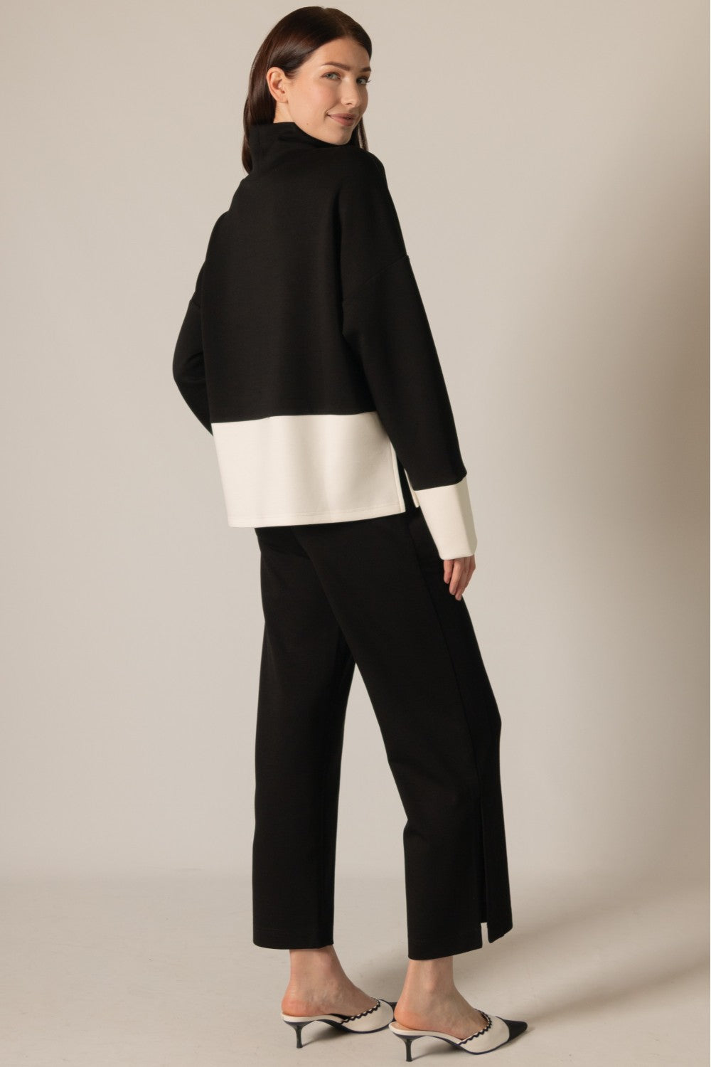 Modal Color Block Mock Neck Shirt