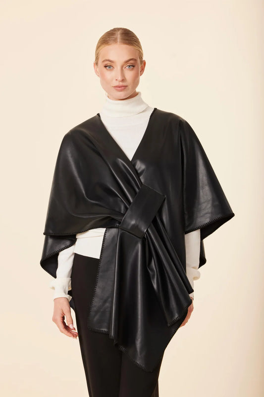 Faux Leather Tonal Whipstitch Wrap