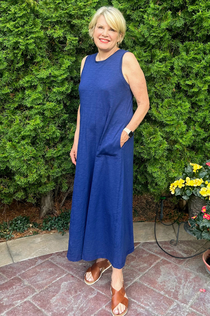 Slub Maxi Dress with Pockets