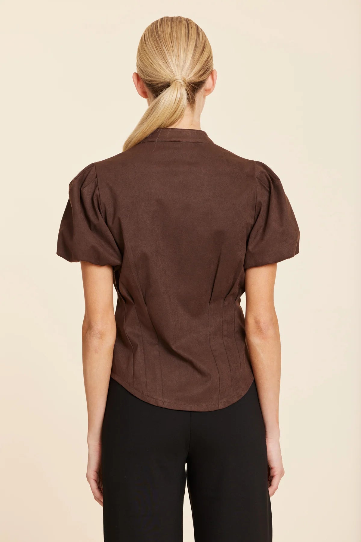 Faux Suede Darted Waist Top