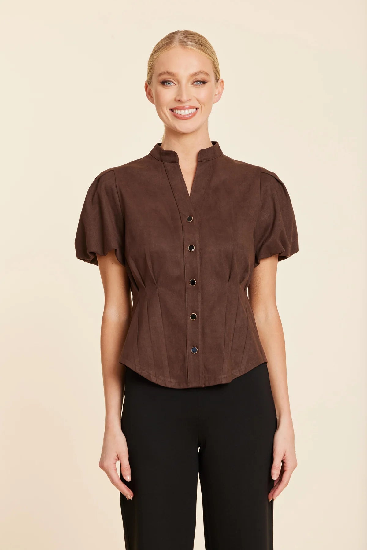 Faux Suede Darted Waist Top