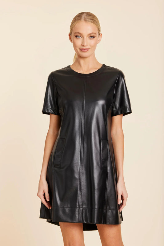 Faux Leather Pleat Dress