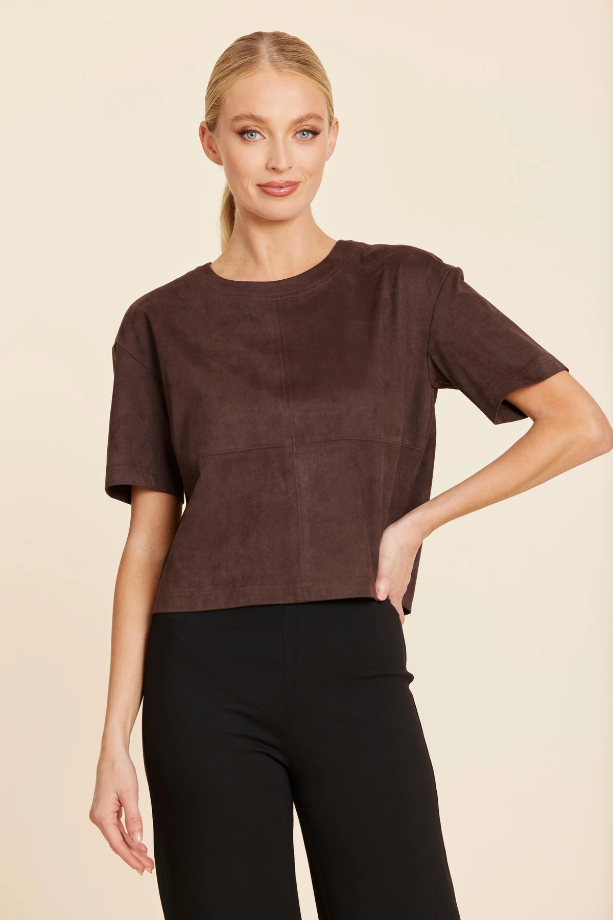 Faux Suede Cropped Top