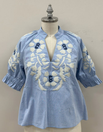 Bianca Blue Embroidered Shirt