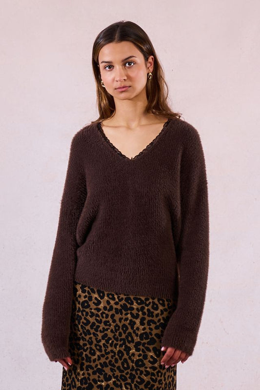 Chocolate V Neck Sweater