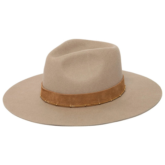 Loretta - Wool Felt Stiff Brim Fedora - Taupe