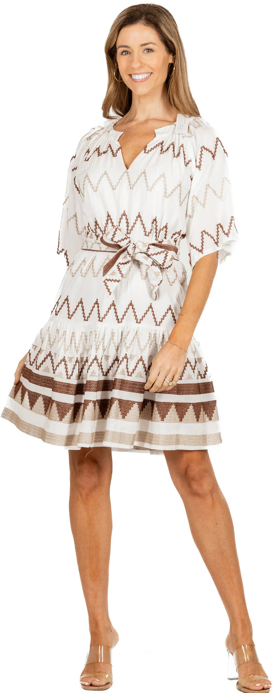 Chocolate and White Print Dress