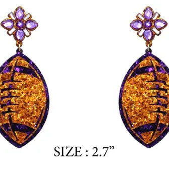Glitter and Stone Football Earrings
