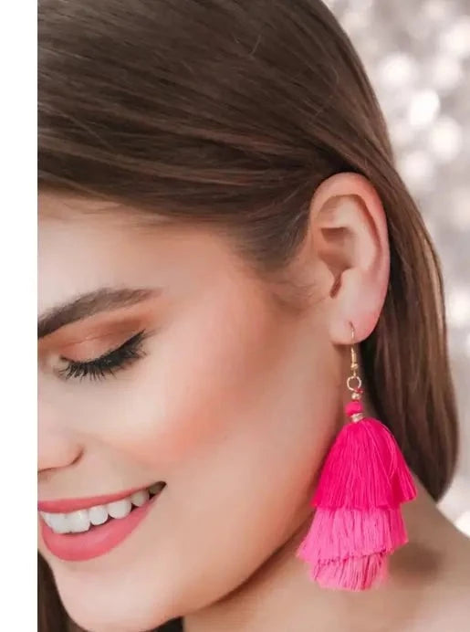 Dual Pink Tassel Earrings