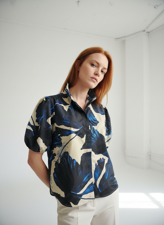 Indigo Lilies Top