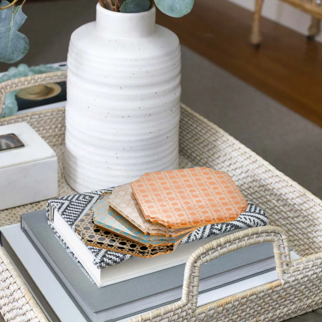 Boxed Coaster Set, Rattan