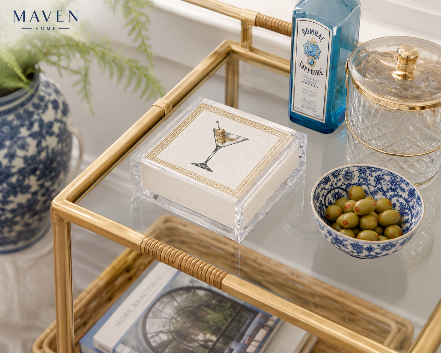Linen-Feel Cocktail Napkins, Martini