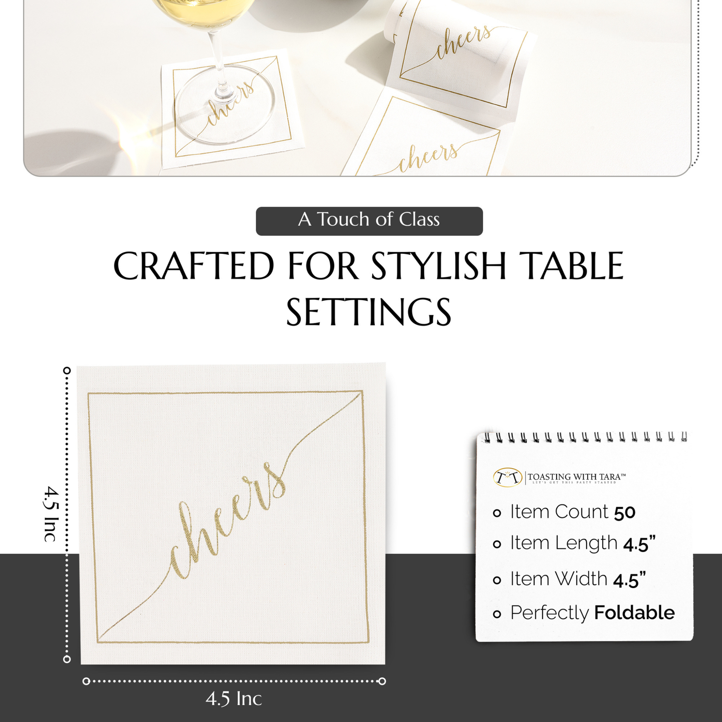 Golden Salute Disposable Cotton Cocktail Napkins