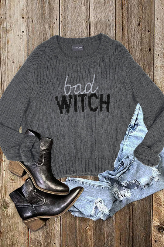 BAD WITCH EMBROIDERED CREW SWEATER