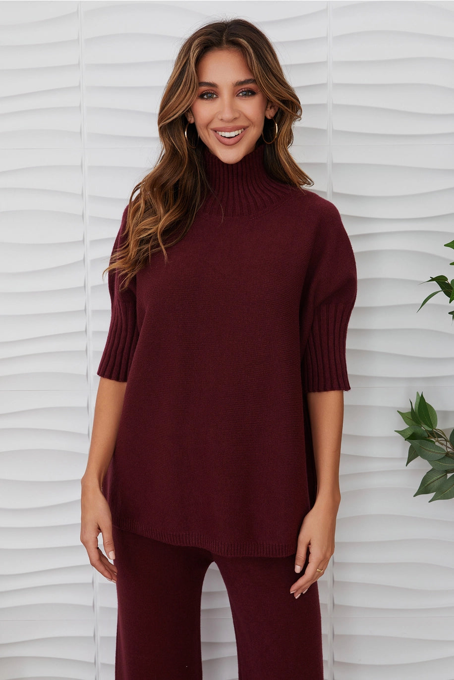Rib Contrast Short Sleeve Knit Top