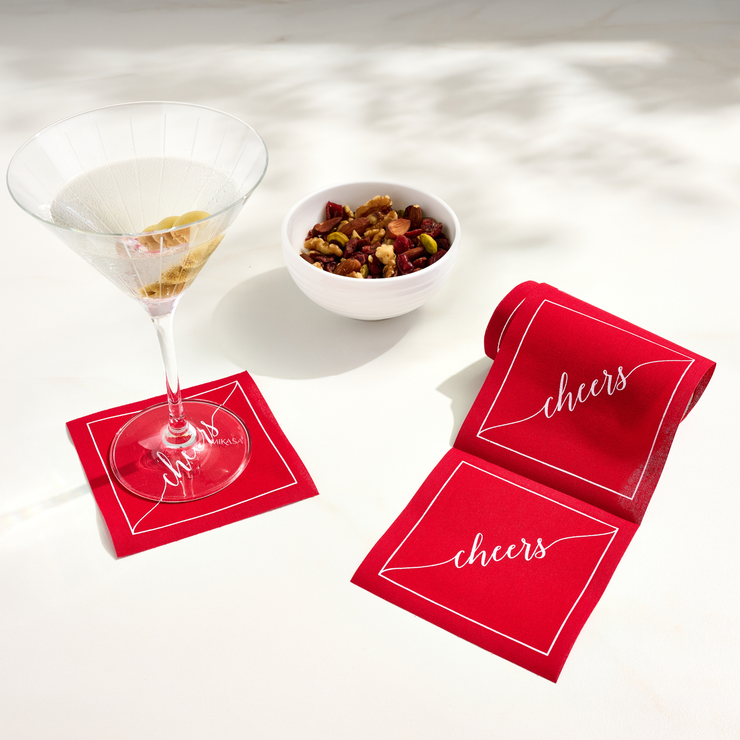 Red Cheers Disposable Cotton Cocktail Napkins