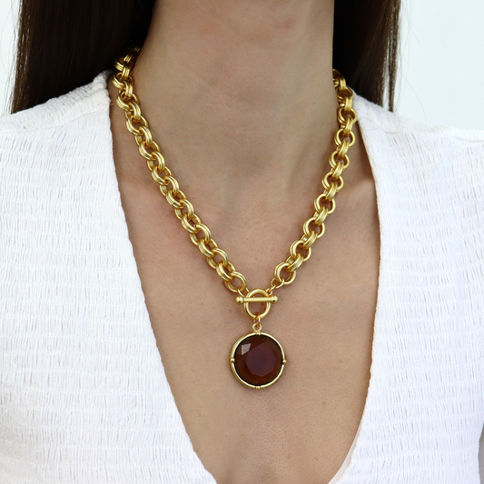Cabochon Mocha Pendant Necklace