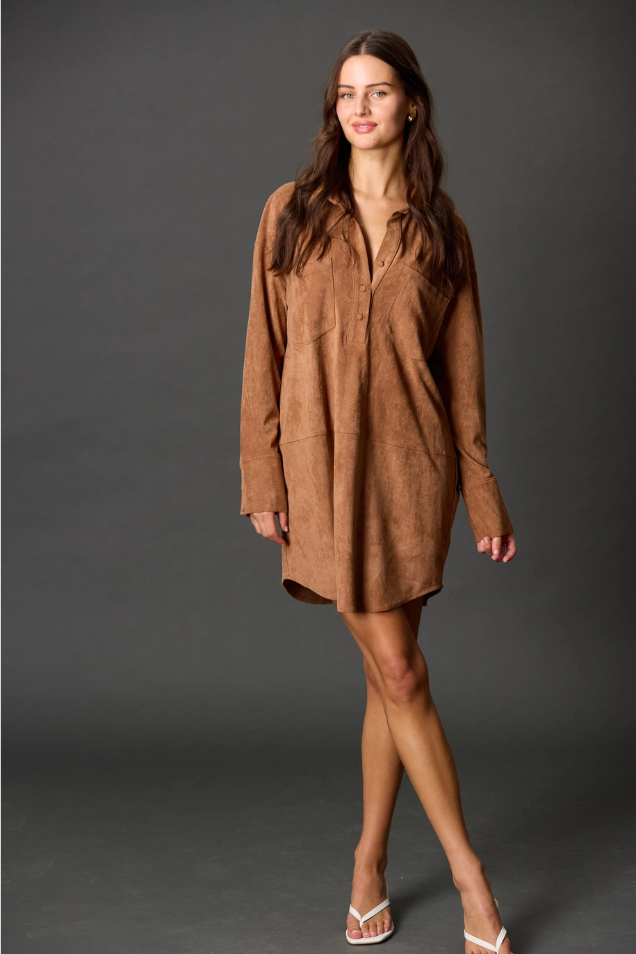 Suede Button Down Dress