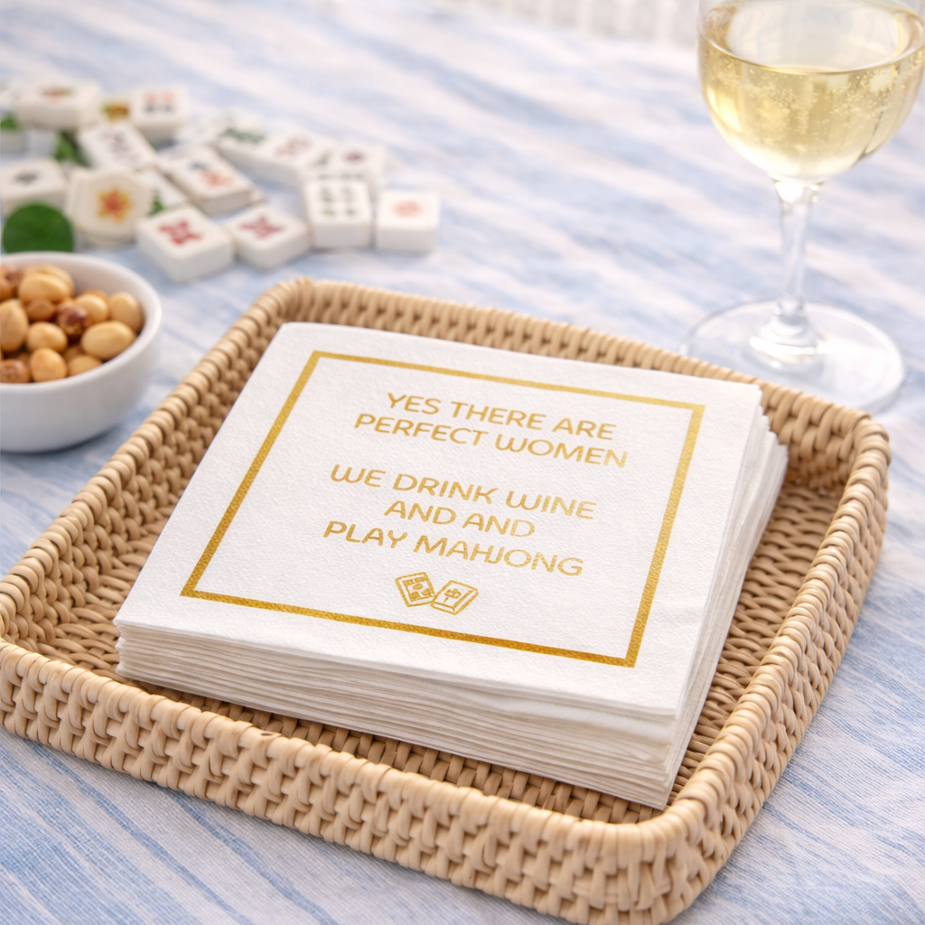 Linen-Feel Cocktail Napkins, Perfect Women Mahj