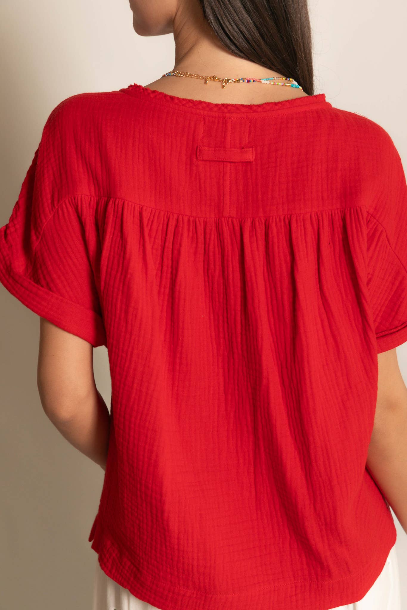 Cotton Gauze Capped Sleeve Top