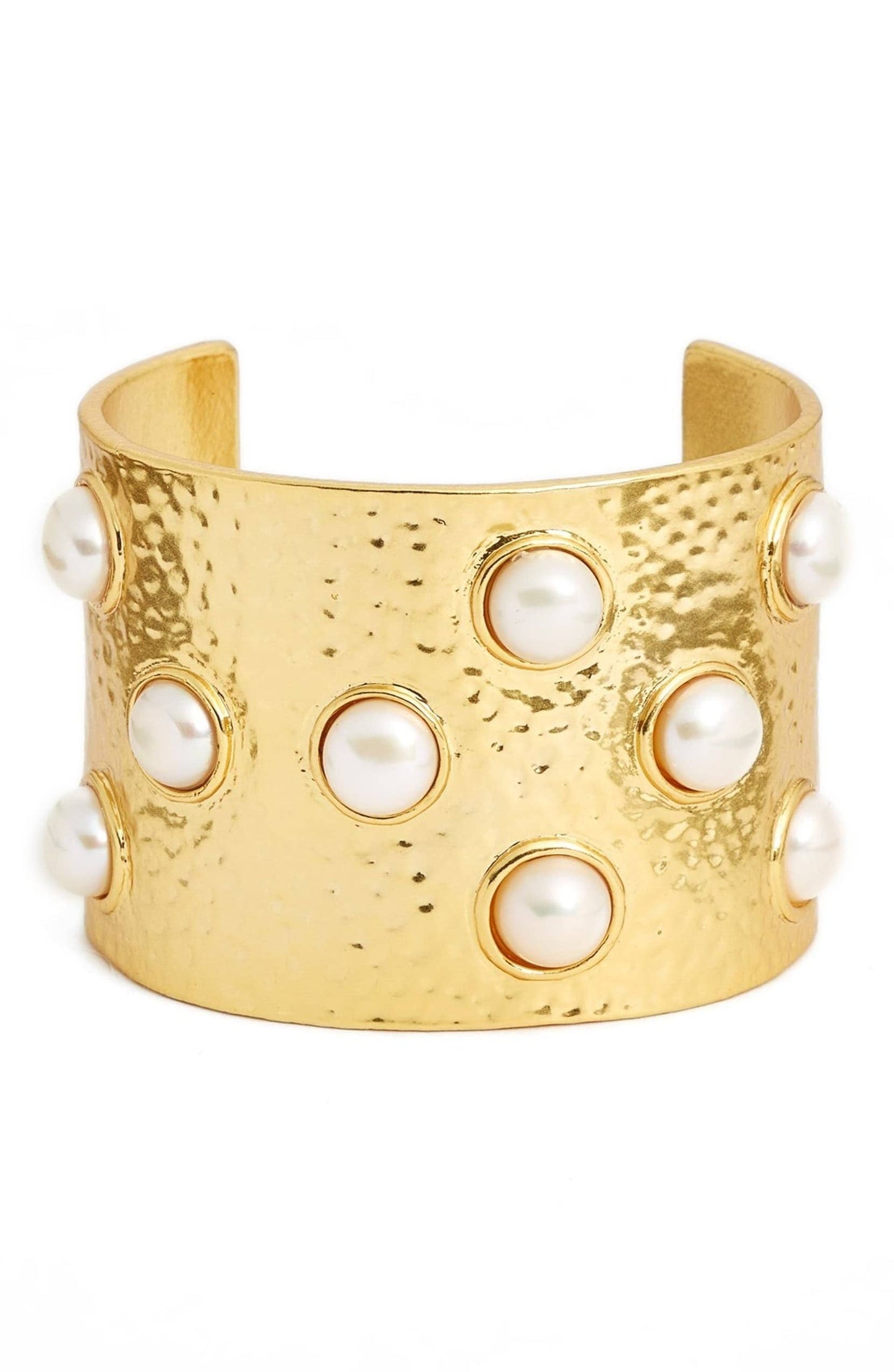 Elegant Pearl Statement Cuff – Bold Luxury Bracelet: Gold