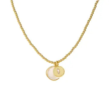 Mother of Pearl and Marquise Charm Necklace