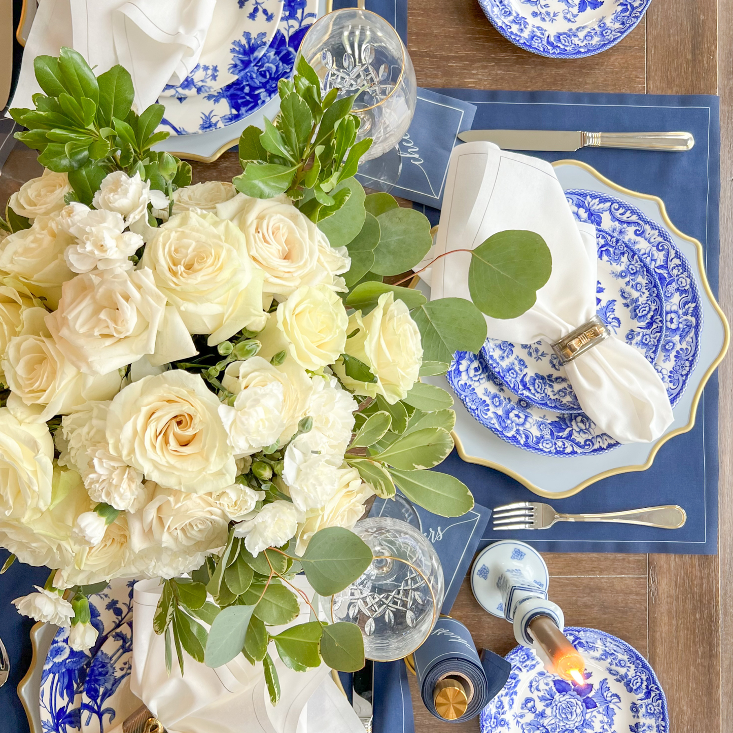 Mystic Blue Disposable Cotton Cocktail Napkin