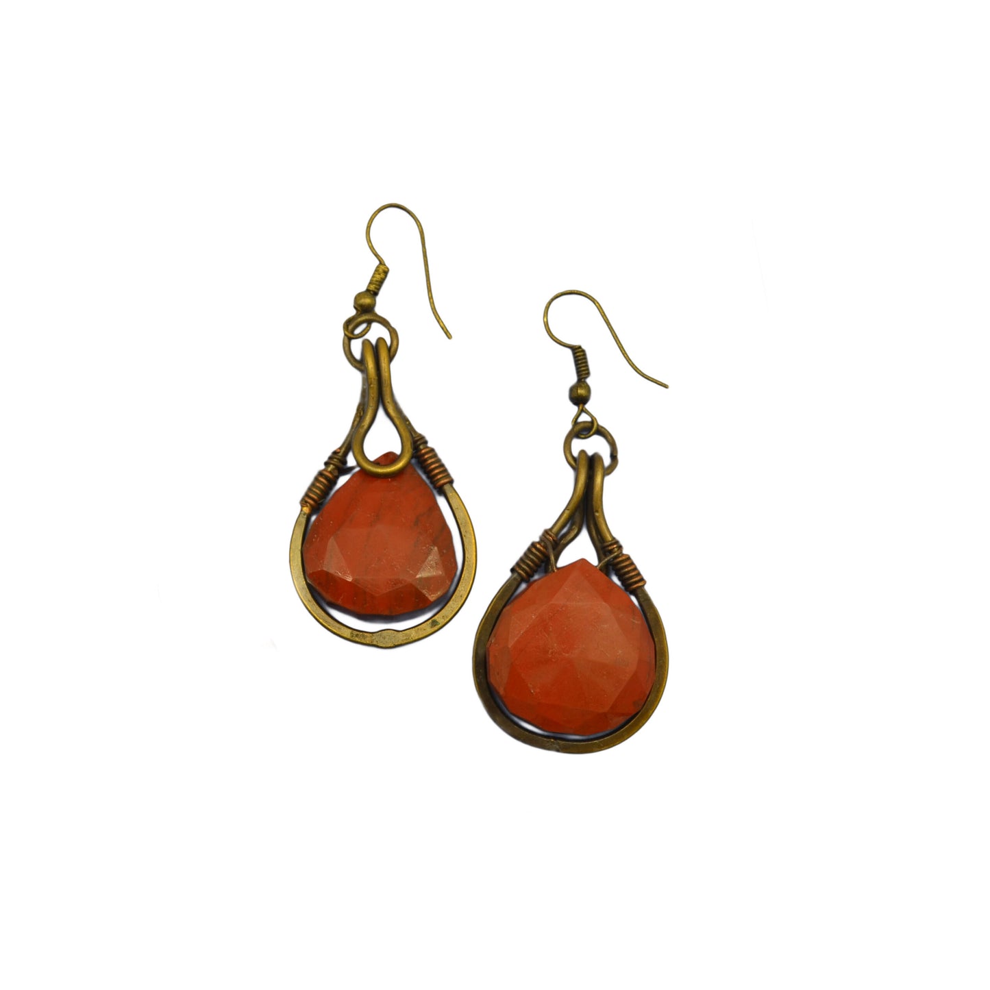 Tear drop earrings with red jasper stone