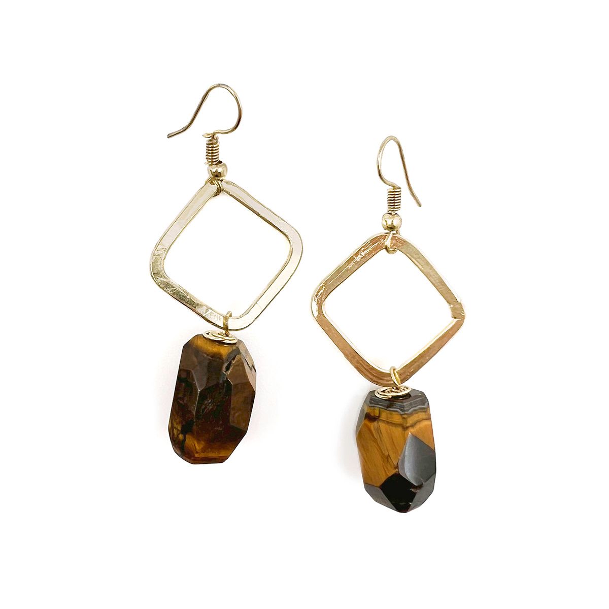 Earrings with tiger eye stones