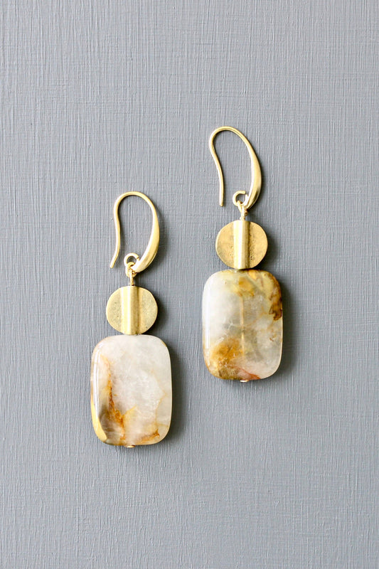 Agate and Brass Earrings