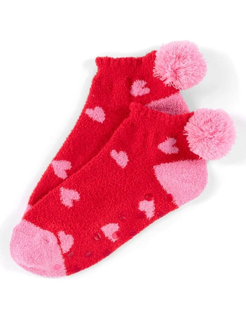 Red and Pink Heart Socks