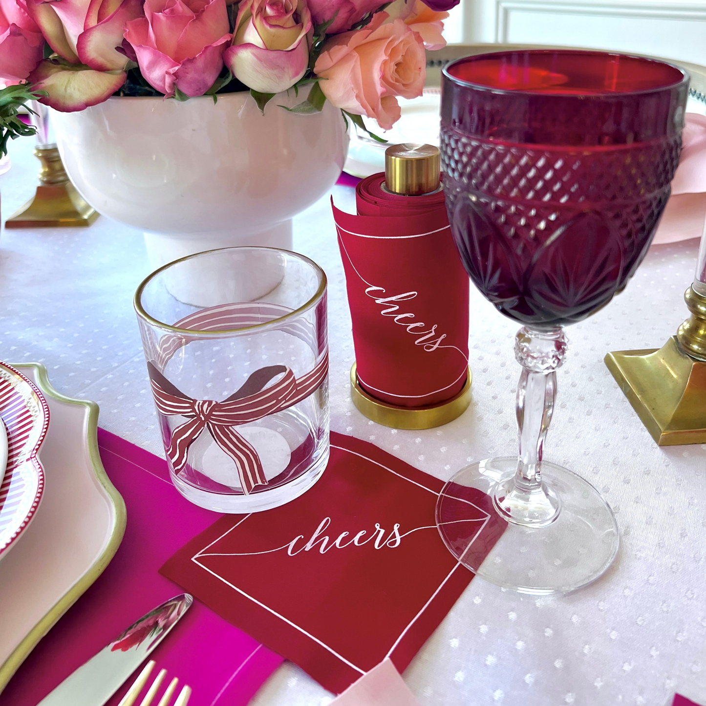 Red Cheers Disposable Cotton Cocktail Napkins