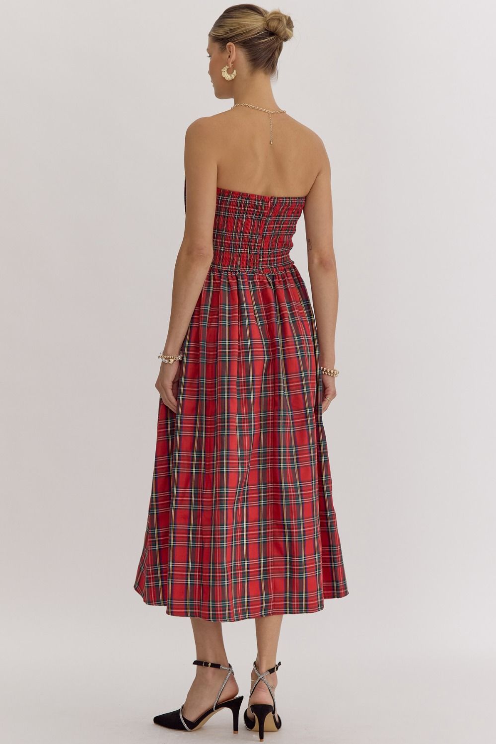 Plaid Strapless Dress