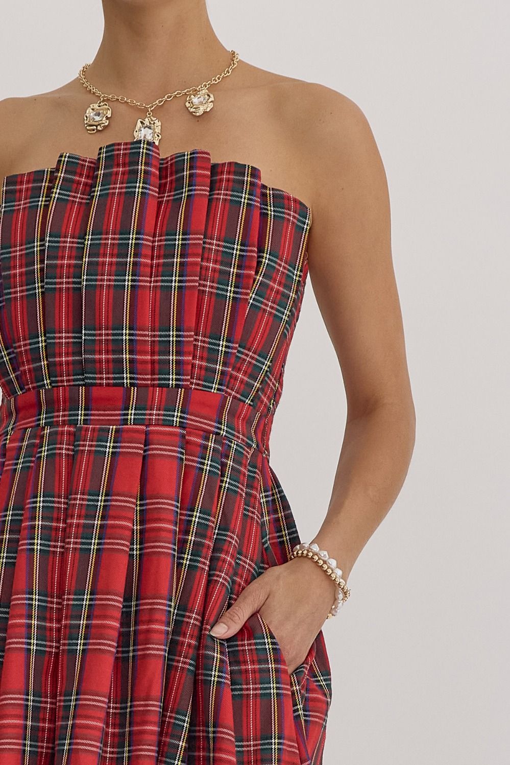 Plaid Strapless Dress