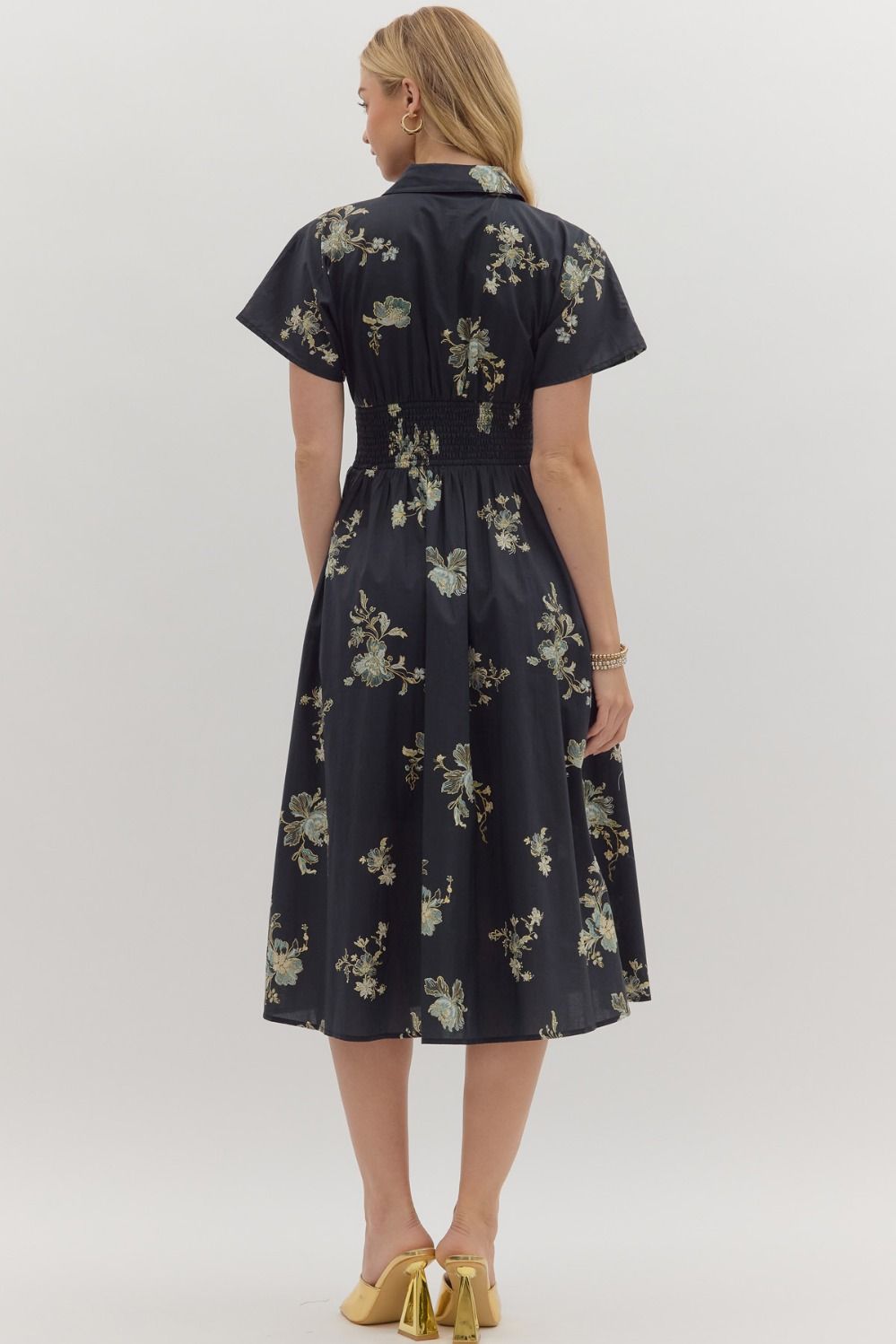 Paisley Print Smocked Midi Dress