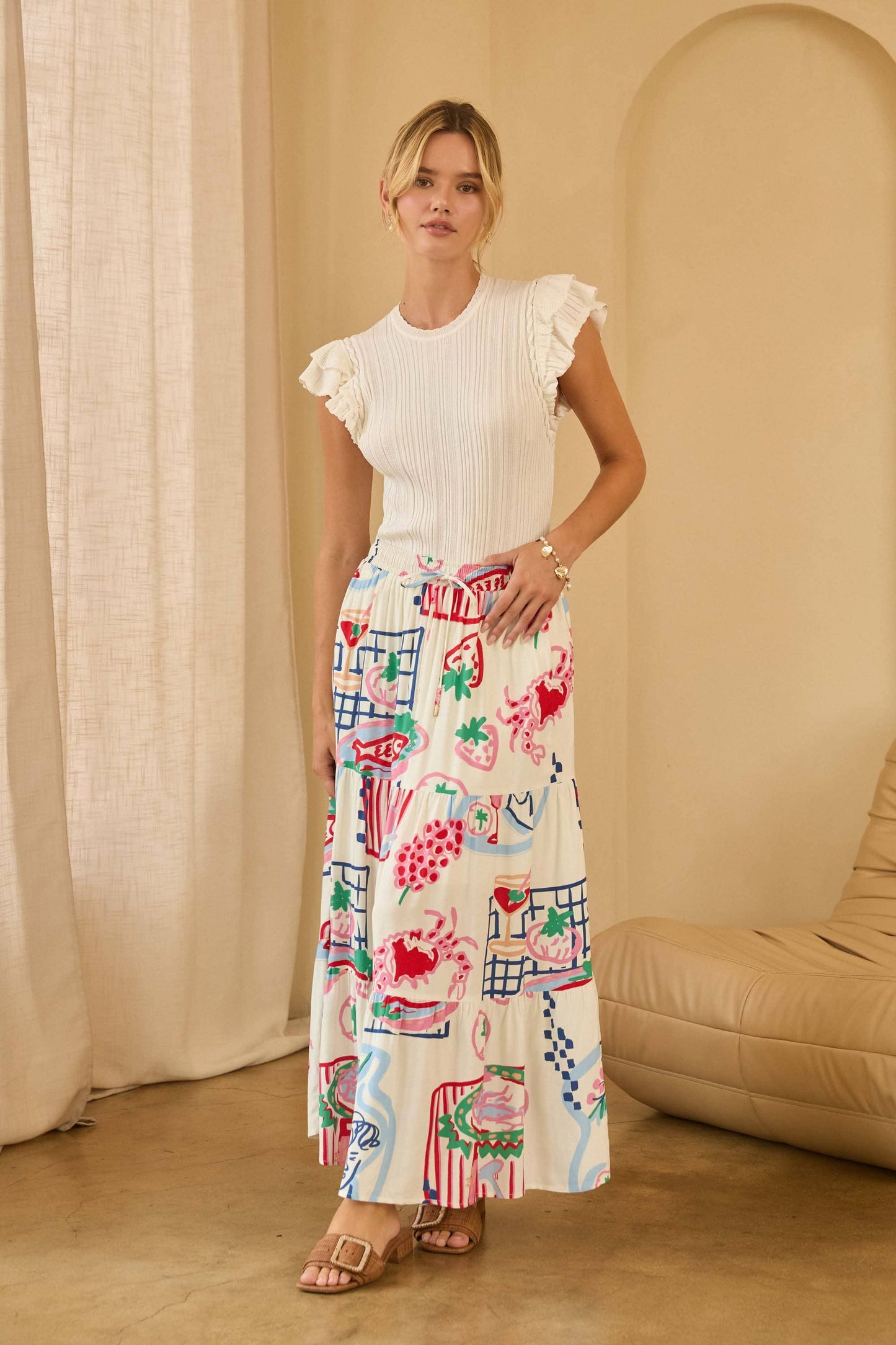 Mara Tiered Midi Skirt