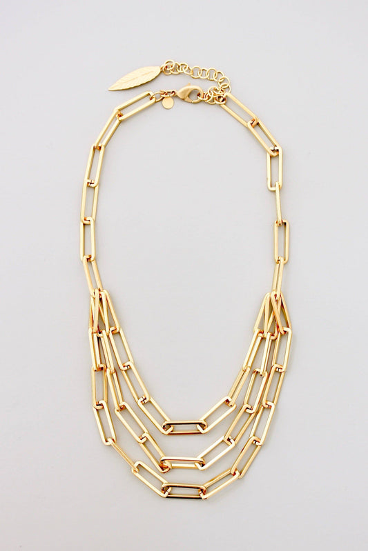 Layered paperclip chain necklace