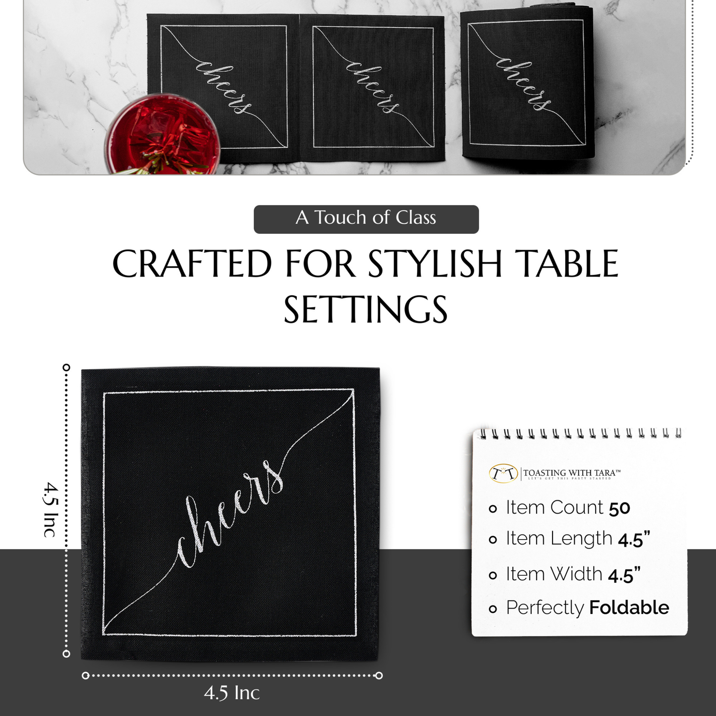 Midnight ToastCotton Cocktail Napkin