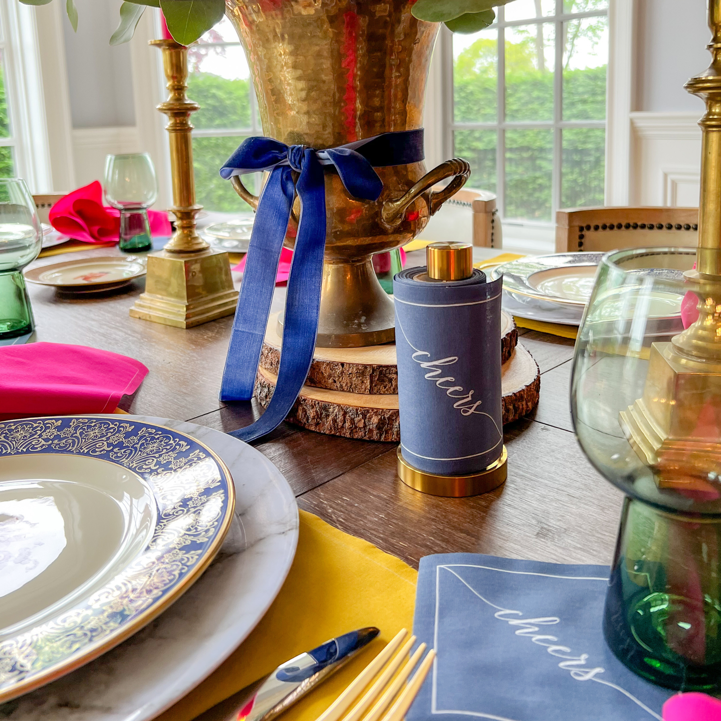 Mystic Blue Disposable Cotton Cocktail Napkin