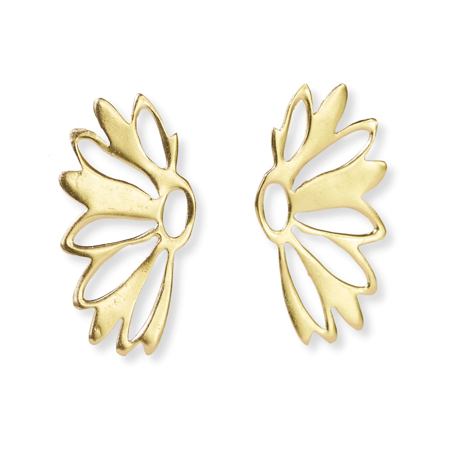 Flora Half Flower Brass Earrings