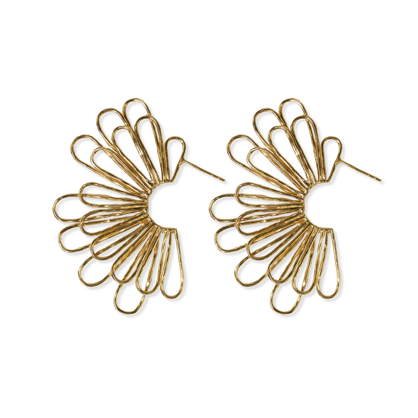 Florence Fanned Layered Loops Post Brass Earrings