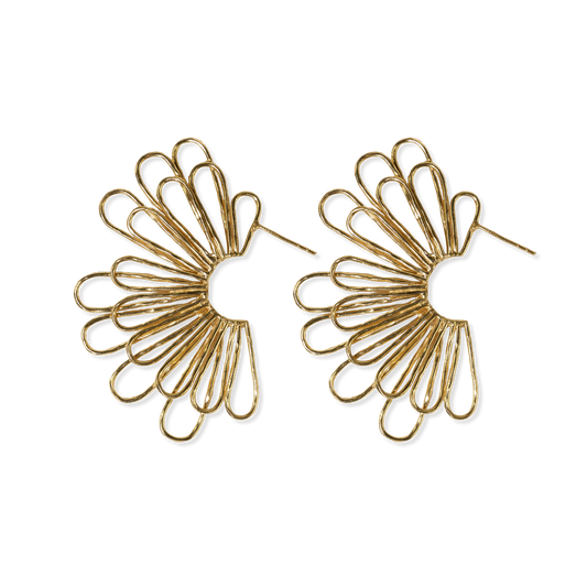 Florence Fanned Layered Loops Post Brass Earrings