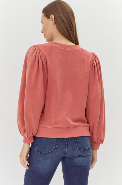 Brick Puff Sleeve Sweat Shirt