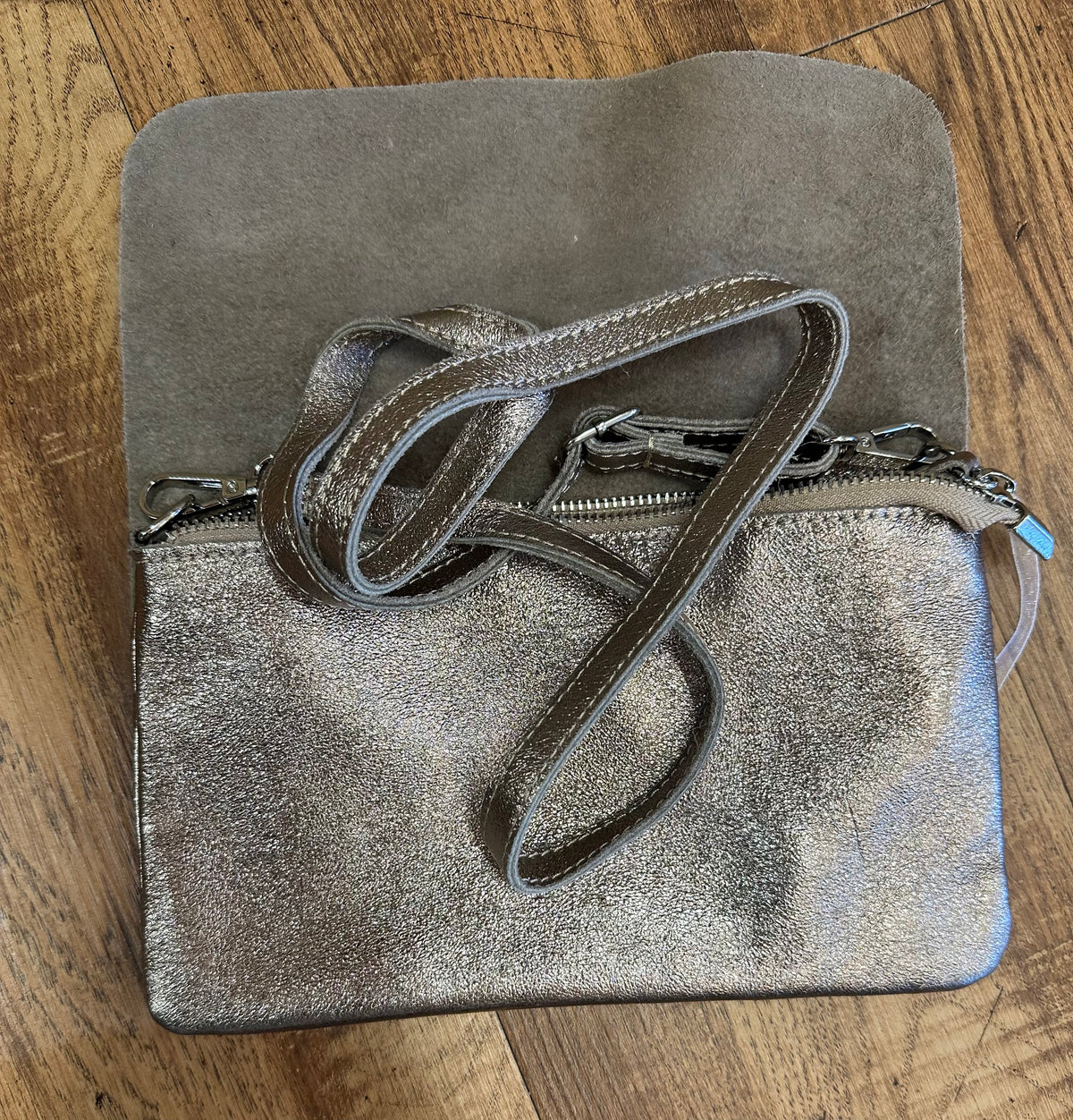 Leather Metallic Handbag